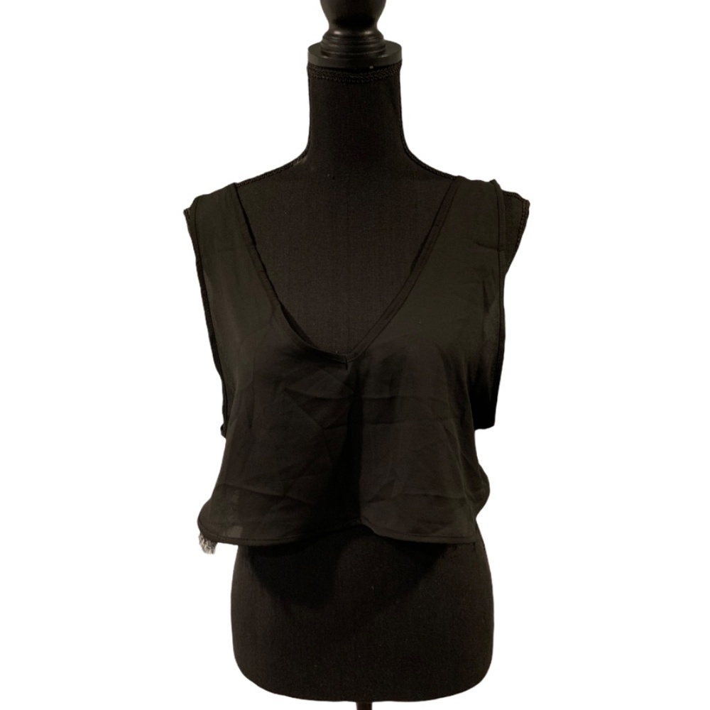 Bluebella Cropped V-neck Tank Top Large Black